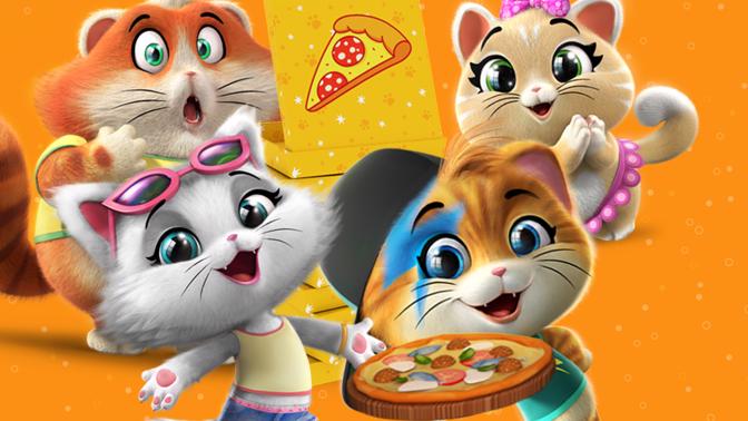 44 Cats Spiel Pizza backen mit den Buffycats